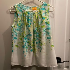 Ruby Road size 6 tank blouse green blue cream white spring flowers